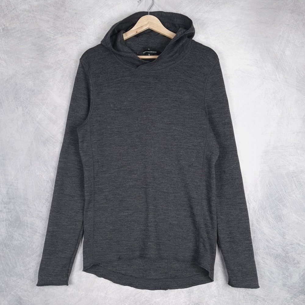 Mission Workshop Shirt Mens Small Gray Wool Technical Hooded Hike Gorpcore